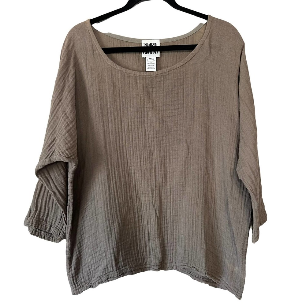 Prairie Underground Lagenlook Women Dolman Sleeve Minimalist Relaxed Blouse M/L